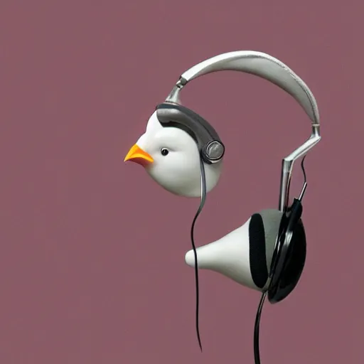 Image similar to a bird wearing headphones