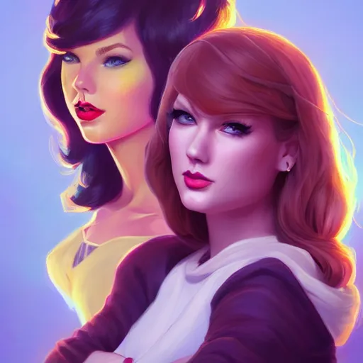 Image similar to a portrait of a beautiful april o'neil and taylor swift, art by lois van baarle and loish and ross tran and rossdraws and sam yang and samdoesarts and artgerm and saruei, digital art, highly detailed, intricate, sharp focus, trending on artstation hq, deviantart, unreal engine 5, 4 k uhd image