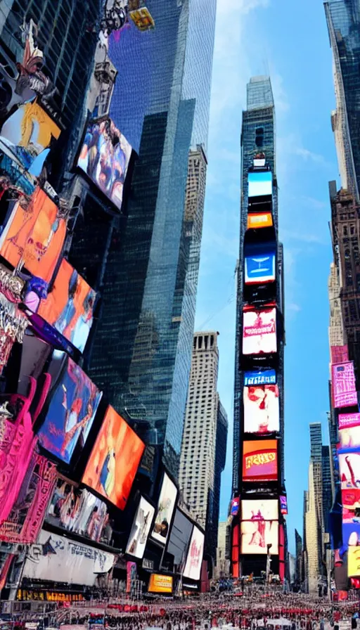 Image similar to beautiful saint mary in bikini in times square