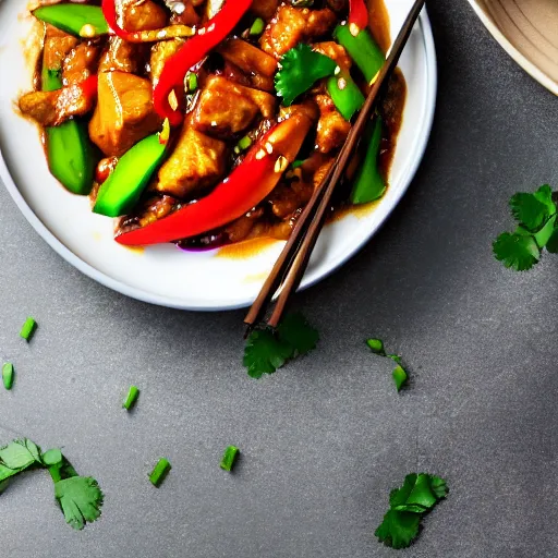 Image similar to thai sweet and sour pork stirfry, epic award - winning professional food photography