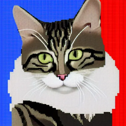 Image similar to pixel art of a cat, white background