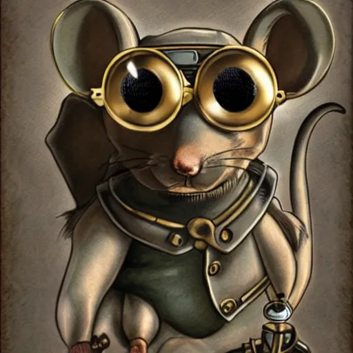 Image similar to a rat with steampunk googles, from Berserk