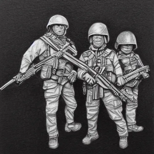 Image similar to mini militia, pencil art