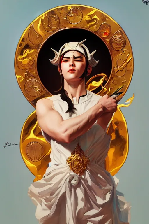 Prompt: god of moon, fantasy, painting by j. c. leyendecker, artgerm, trending on artstation