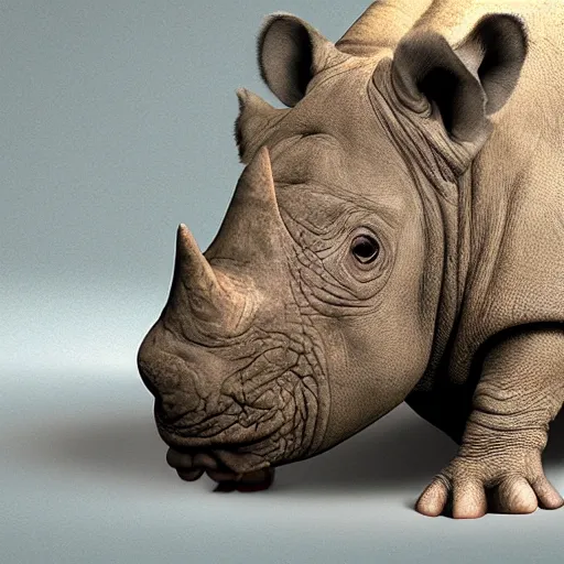 Image similar to a film still of a hamster and rhino hybrid realistic, detailed