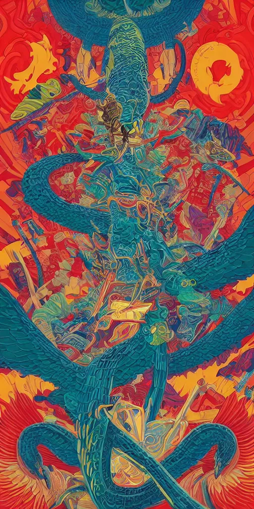 Image similar to quetzalcoatl, Tristan Eaton, victo ngai, artgerm, RHADS, ross draws