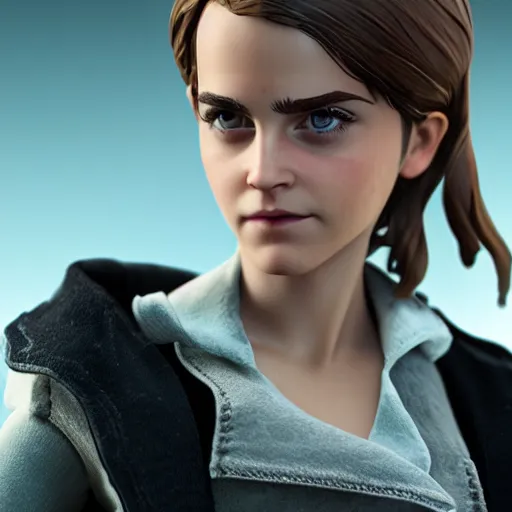 Image similar to plastic toy cute figurine of emma watson, blender, unreal engine, concept art, octane render, highly detailed, smooth, sharp focus