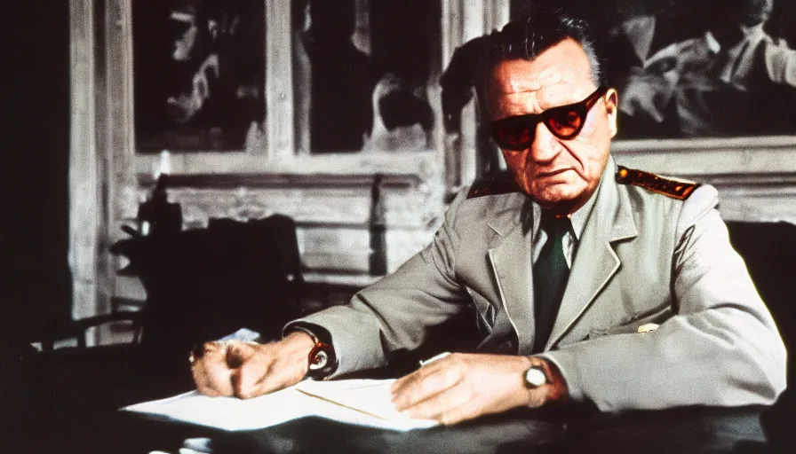 Prompt: color photo of Josip Broz Tito, eastmancolor, high quality, criterion collection