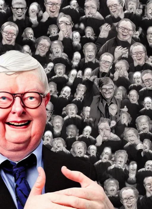 Prompt: A hyper realistic ultra realistic photograph of Roger Ebert with ten thumbs on each hand by Brandon Hughes, detailed, photorealistic imagery, 8k quality