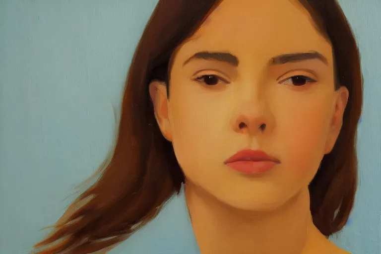 Image similar to a portrait of a cute spanish girl, oil painting by alex katz, trending on artstation