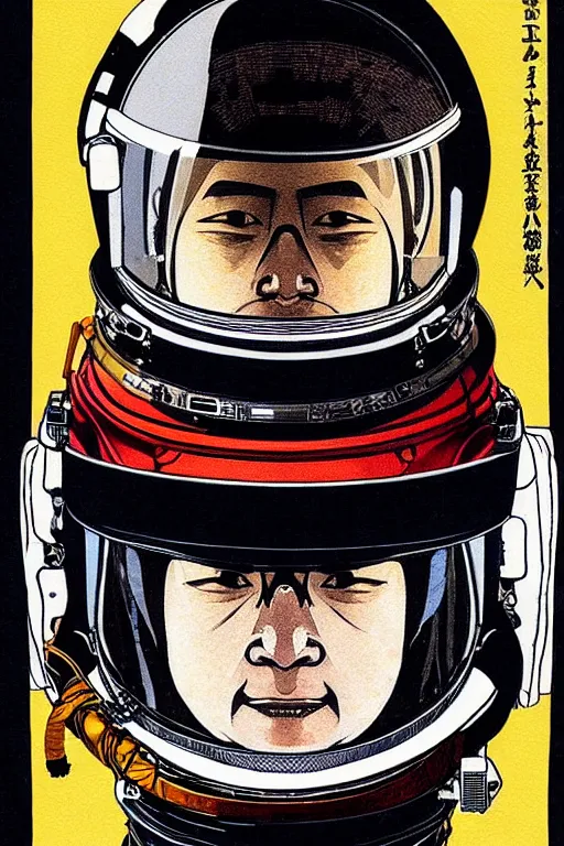 Image similar to portrait of a astronaut in samurai helmets, by katsuhiro otomo