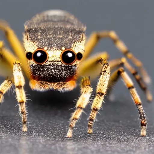 Image similar to macro lens photo of a spider, dynamic lighting, photorealistic, ultra detailed, stunning visuals, blur, studio photo, studio quality lighting, 8 k