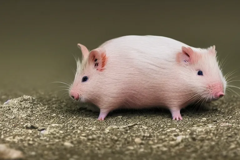 Image similar to a pig hamster!!! hybrid! hyper realistic!! realistic lighting!! wildlife photographer of the year!!! bold natural colors, national geographic, hd, wide angle, 8 k