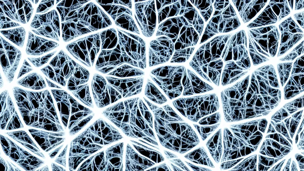 Image similar to a mineral network of neurons and dendrites, macro, photography, scientific