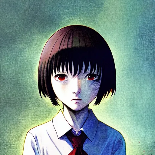 Image similar to lain iwakura, serial experiments : lain. highly detailed, digital painting, artstation, concept art, illustration, by ken saito, siwoo kim, anna podedworna, magdalena radziej,