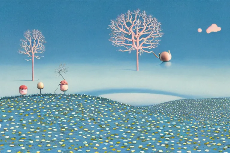 Prompt: A barren surreal winter landscape by Chiho Aoshima and Salvador Dali