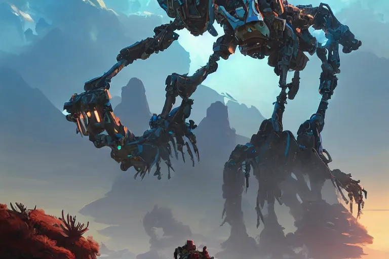 Image similar to longleg machine mecha animal beast robot of horizon forbidden west horizon zero dawn bioluminiscence, behance hd by jesper ejsing, by rhads, makoto shinkai and lois van baarle, ilya kuvshinov, rossdraws global illumination