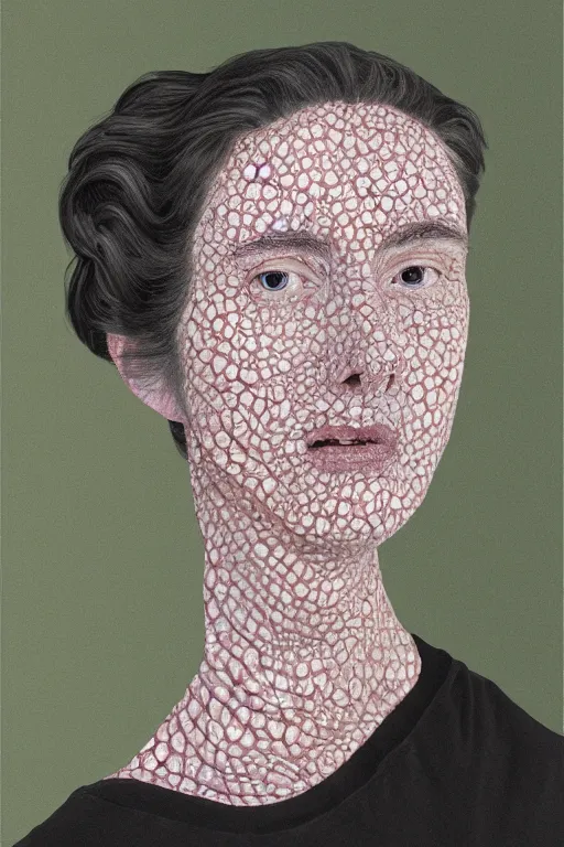 Prompt: portrait of a woman with reaction diffusion skin, high detail