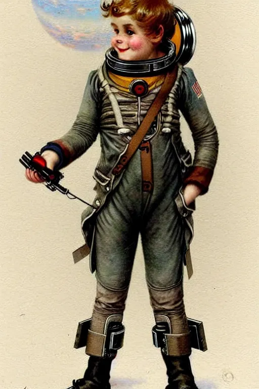 Image similar to ( ( ( ( ( 1 2 5 0 s retro future 1 0 year boy old super scientest in space pirate mechanics costume. muted colors. childrens layout, ) ) ) ) ) by jean - baptiste monge,!!!!!!!!!!!!!!!!!!!!!!!!!