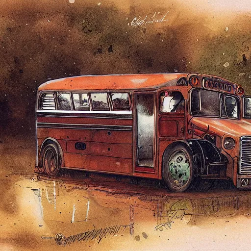 Image similar to a schoolbus, by jean - baptiste monge