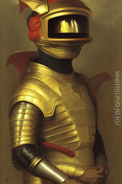 Image similar to portrait of a evil dragon astronaut with chinese dragon armor and helmet, majestic, solemn, by bouguereau