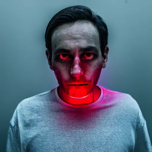 Image similar to a man with red glowing eyes