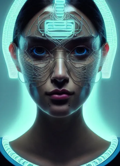 Image similar to a highly detailed long shot photo of very intricate female face portrait, futurism, rococo cyber neon lighting, detailed futuristic fibonacci jewelry, profile posing, hyper photorealistic, crispy quality, digital photography, trending in pinterest, cinematic, 4 k ultra hd, art by pascal blanche, art by greg rutkowski, art by artgerm,