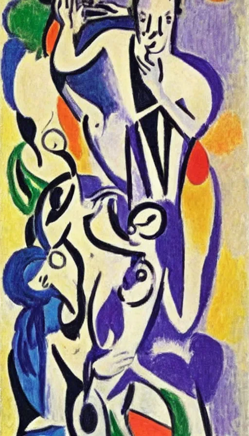 Prompt: Aura by Henri Matisse and Pablo Picasso and Salvador Dali