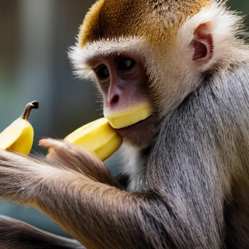 Image similar to brown monkey eating a banana, company logo