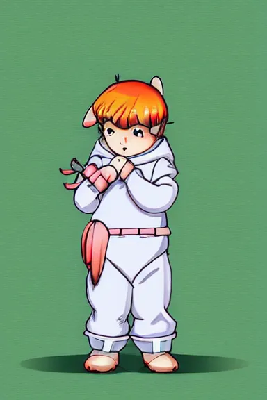 Image similar to attractive little boy wearing an bunny suit, manga style art, illustration