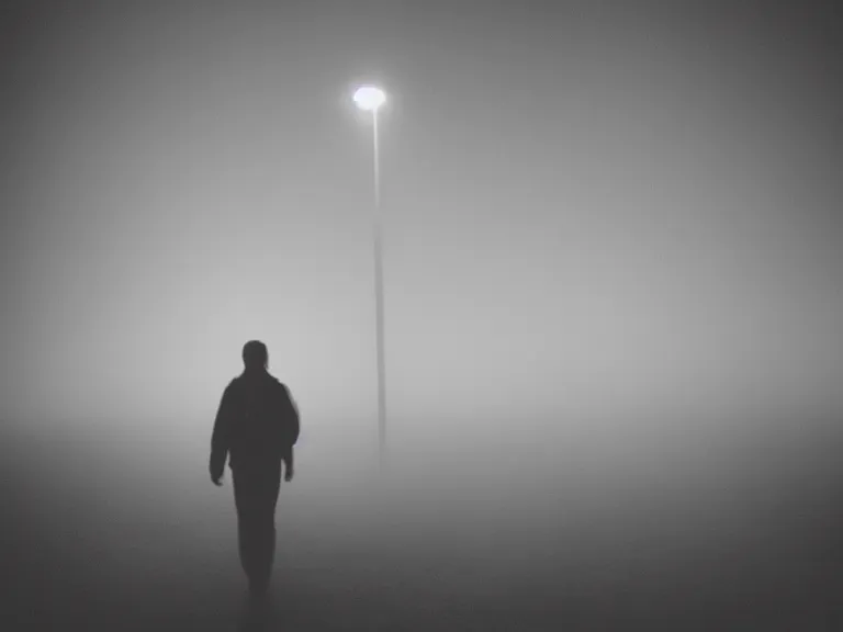 Image similar to fujifilm fujicolour 2 0 0 film photograph of a vagrant at night volumetric fog