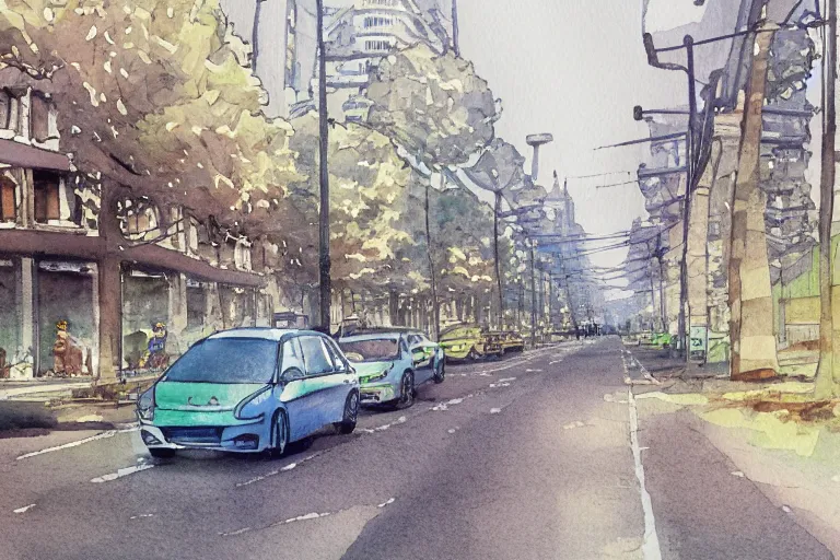 Image similar to nanshan road road watercolor pen light color on artstation