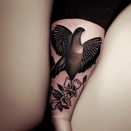 Prompt: wallpaper, tattoo, polygon bird