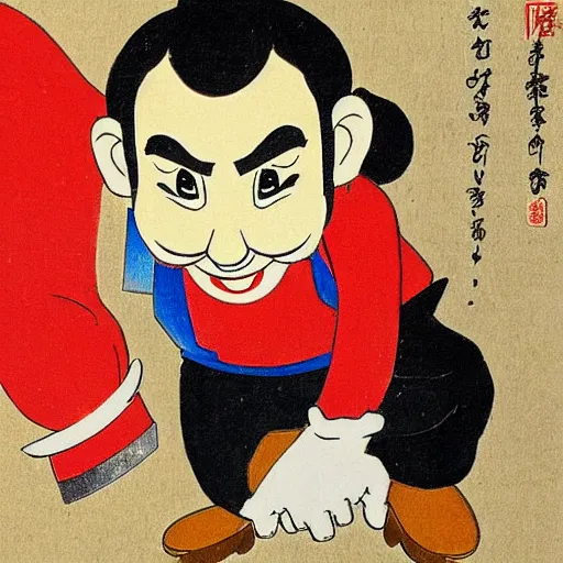 Prompt: mario depicted as an edo - era illustration