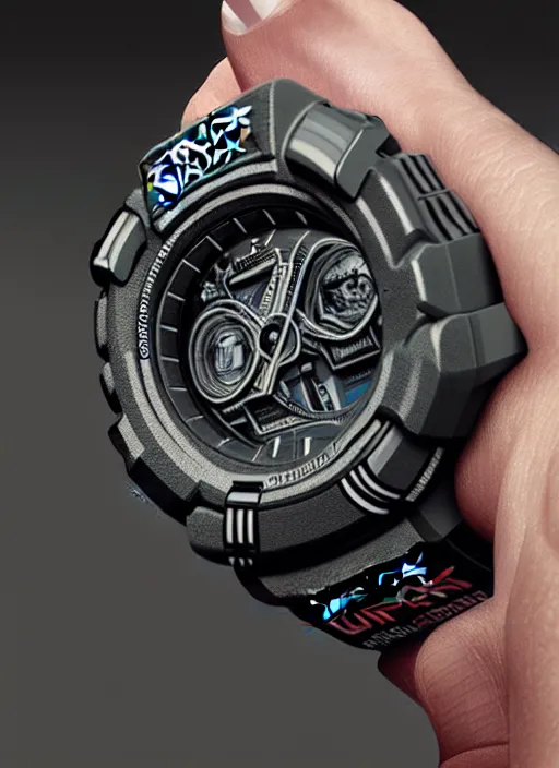 Image similar to portrait a gshock ga 2 1 0 0 watch highly detailed, digital painting, concept art, smooth, sharp focus, illustration, art by greg rutkowski