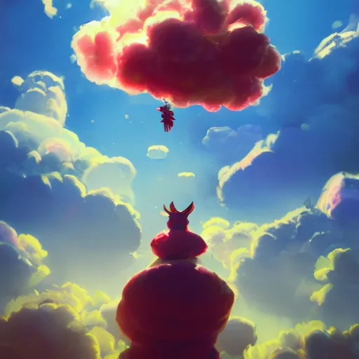 Image similar to ajegunle, puffy clouds, james jean style, vfx art, unreal engine render, claymation style, colourful, volumetric light, digital painting, digital illustration, dramatic light,