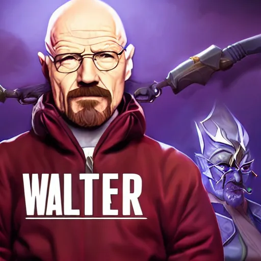 Image similar to Walter White as league of legends character splash art