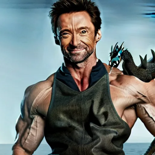 Prompt: Hugh Jackman as a dragon