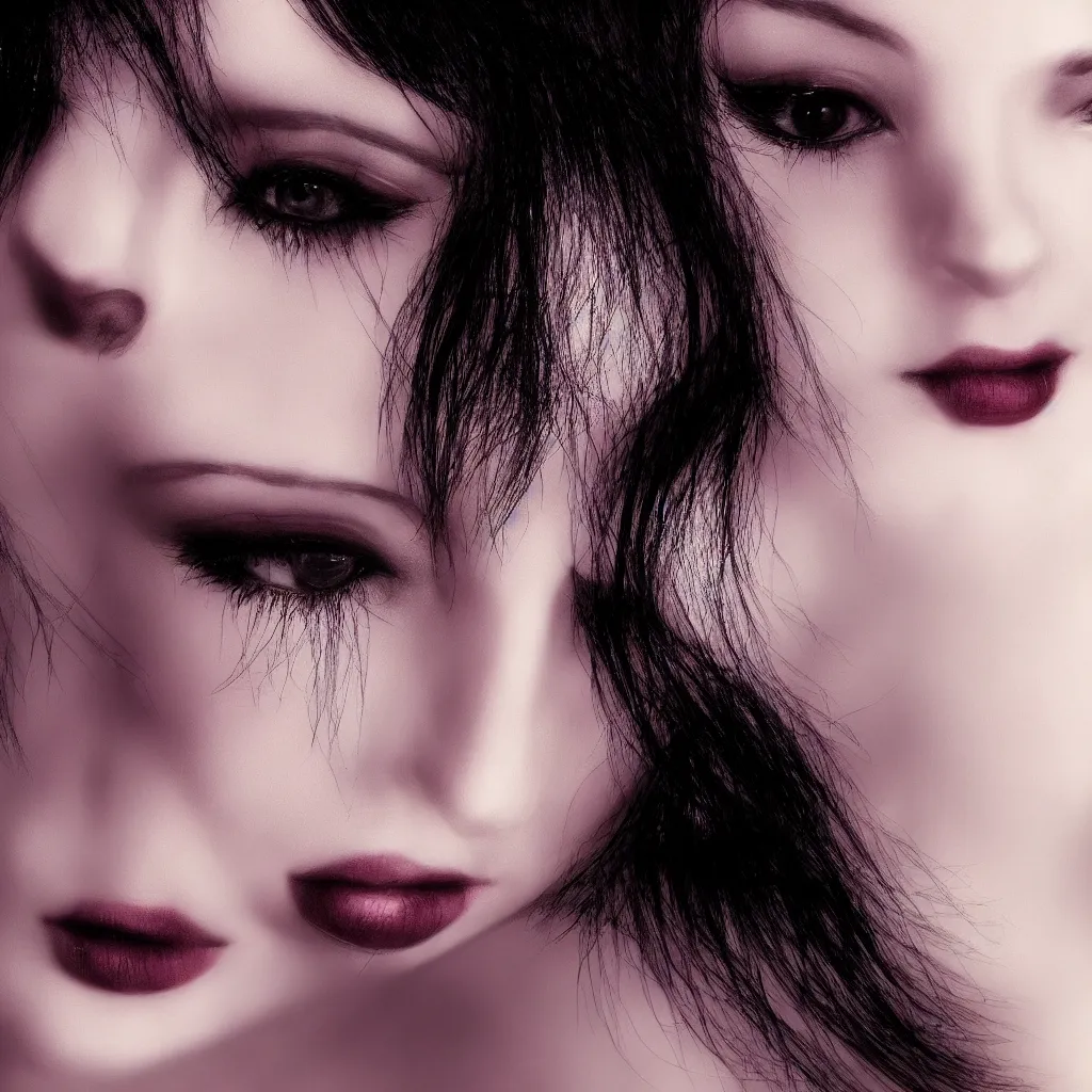 Prompt: sensual portrait of a mistress, face closeup, beautiful, delicate lighting, goth, digital art