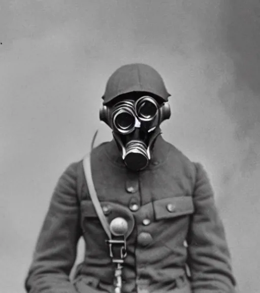 Image similar to person wearing gas mask,ww1 photo, high detail, high resolution