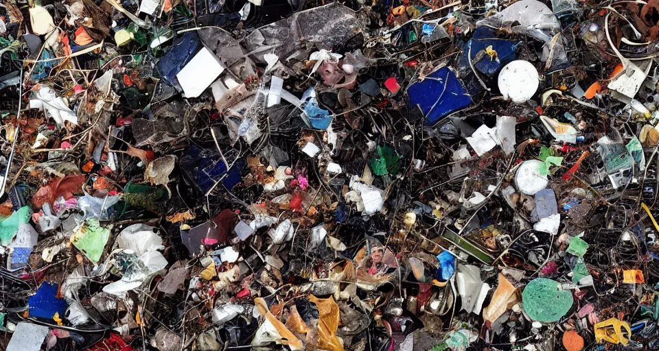 Image similar to a space nebula of discarded rubbish, junk and other bits and pieces