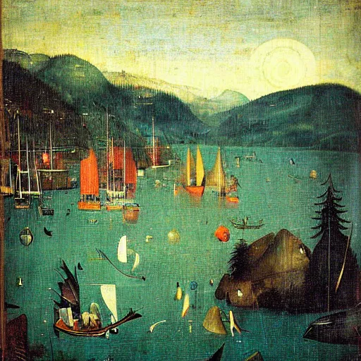 Prompt: deep cove north vancouver by hieronymus bosch