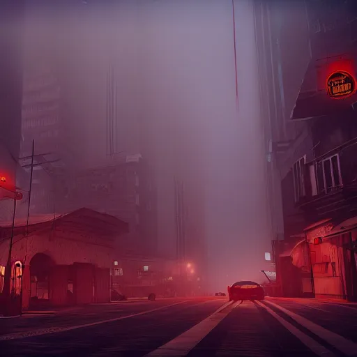 Prompt: city made of meat, night time, foggy, eerie lighting, 4k, unreal engine, artstation, photorealistic