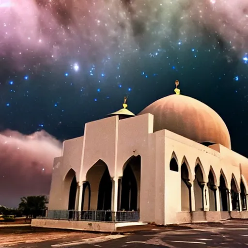 Image similar to mosque surrounded by nebula clouds