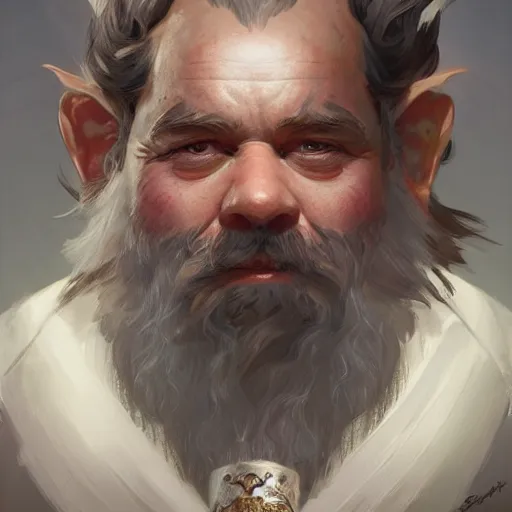 Image similar to Three quarters portrait of a dwarf, highly detailed, digital painting, art by Stanley Lau and Artgerm and Greg Rutkowski and Alphonse Mucha, artstation, octane render, cgsociety