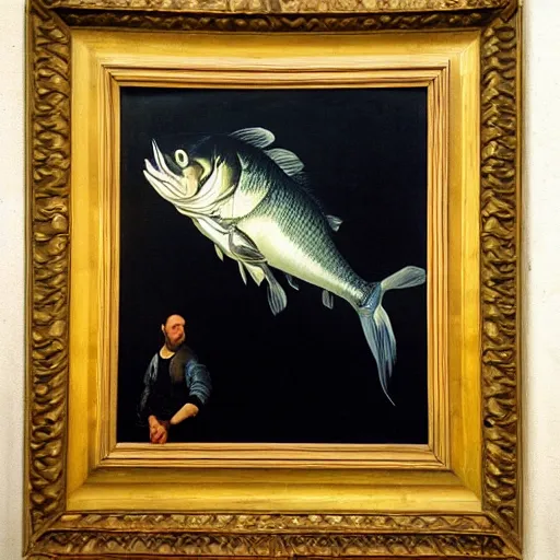 Image similar to painting of a big fish, by Caravaggio