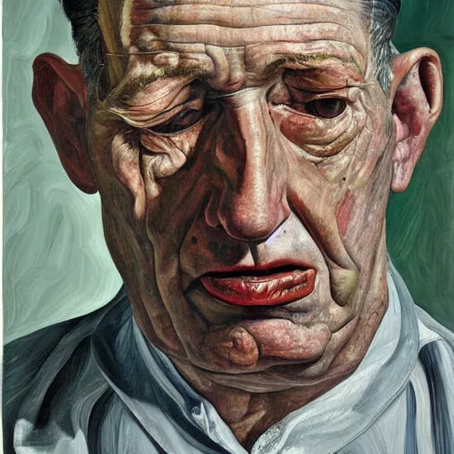 Image similar to high quality high detail painting by lucian freud, hd, portrait of balled man with no eyes