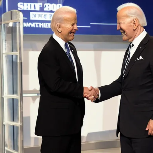 Image similar to Walter White shaking hands with Joe Biden