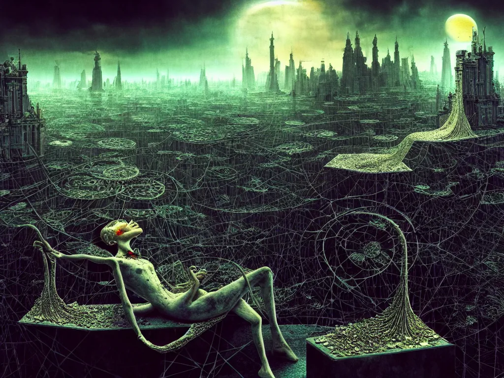 Image similar to highly detailed photo of living is the illusion of dying, trending on deviantart, neo surrealism, sharp focus, 4 k, a lot of little details, octane, masterpiece, art by max ernst