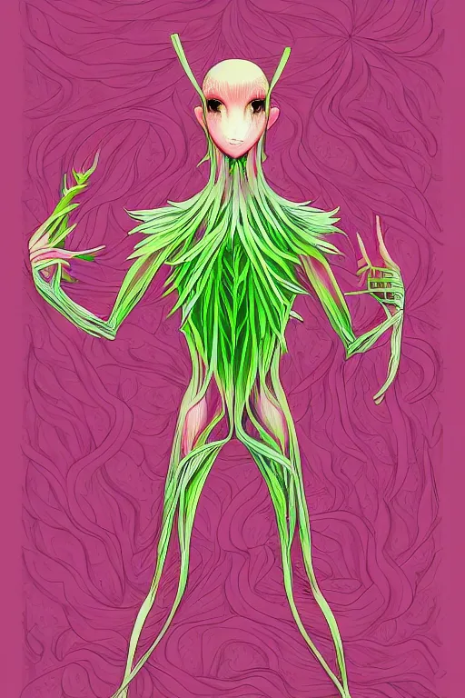 Image similar to radish humanoid, symmetrical, highly detailed, digital art, sharp focus, trending on art station, anime art style